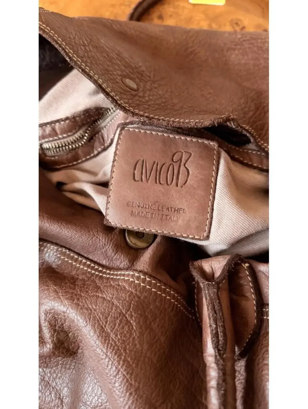 Civico93 Brown Genuine Leather Large Shoulder Bag